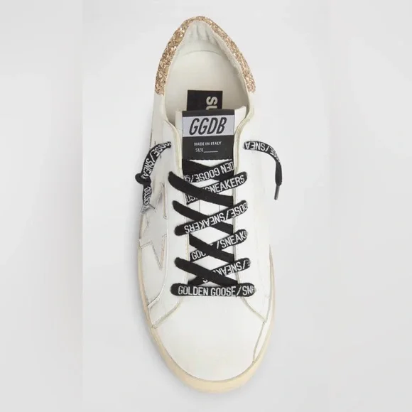 Golden Goose Women's white leather Super-Star with glittery heel tab Size 41 - Picture 4 of 15